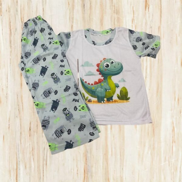 Conjunto de pijama para niños con estampado de dinosaurio pantalones con dibujos animados