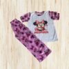 Conjunto de pijama de dos piezas de Minnie Mouse de Disney, camiseta blanca de manga corta y pantalones largos rosados