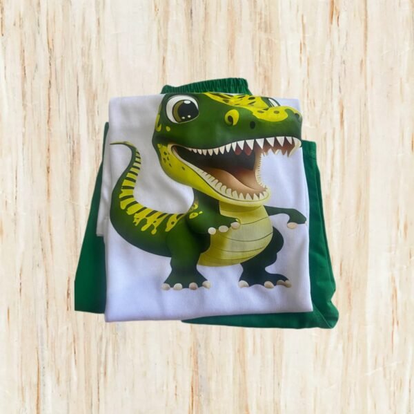 Conjunto de camiseta y pantalones cortos para niños dinosaurio